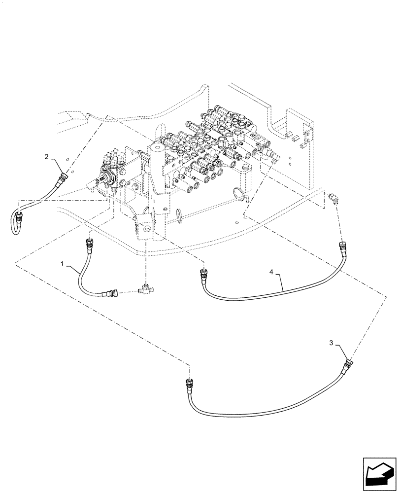 Схема запчастей Case CX36B - (35.359.AE[06]) - CONTROL, LINES, MULTI - BHL MULTI (35) - HYDRAULIC SYSTEMS