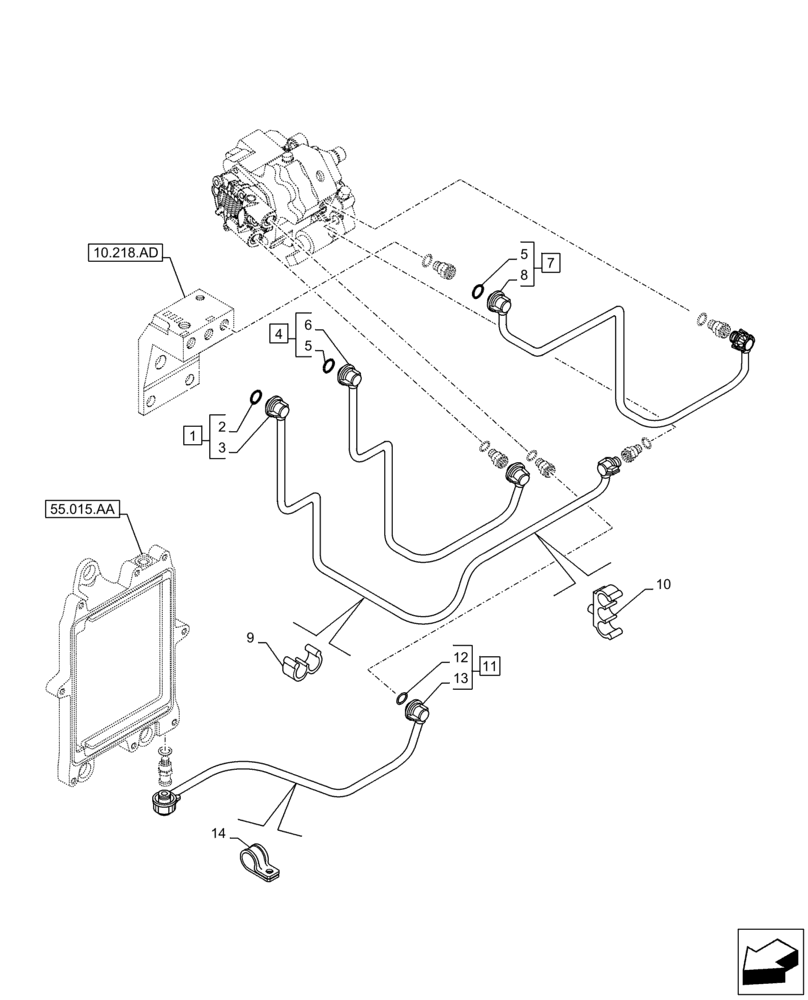 Схема запчастей Case F4HFE413H B004 - (10.210.AF) - FUEL SUPPLY LINE (10) - ENGINE