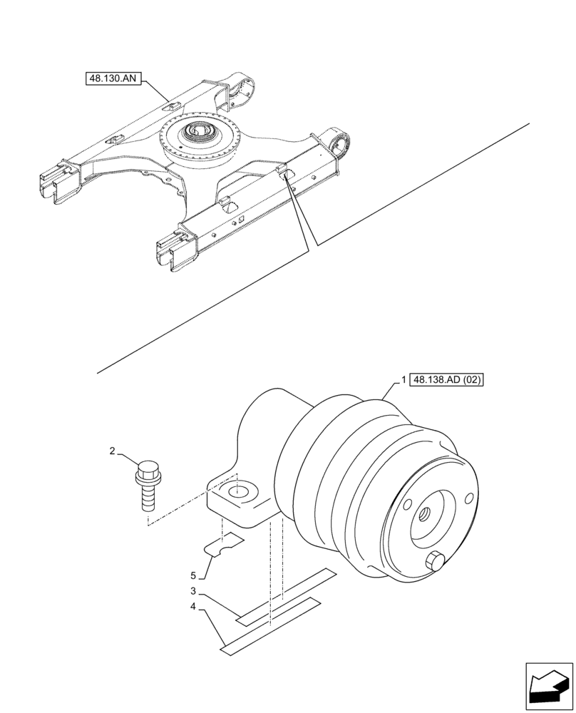 Схема запчастей Case CX250D LC LR - (48.138.AD[01]) - TRACK ROLLER, SUPPORT (48) - TRACKS & TRACK SUSPENSION