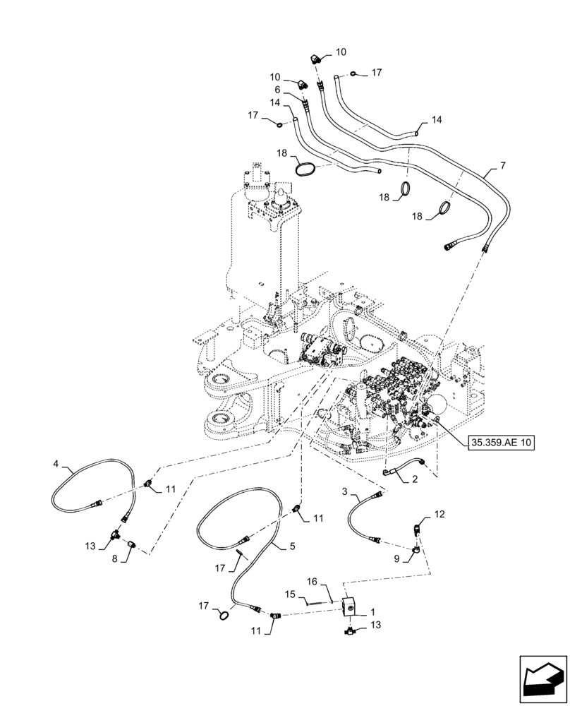 Схема запчастей Case CX36B - (35.359.AE[09]) - CONTROL, LINES, VALVE, W/ AND W/OUT ACCUMULATOR, NIBBLER & BREAKER (35) - HYDRAULIC SYSTEMS