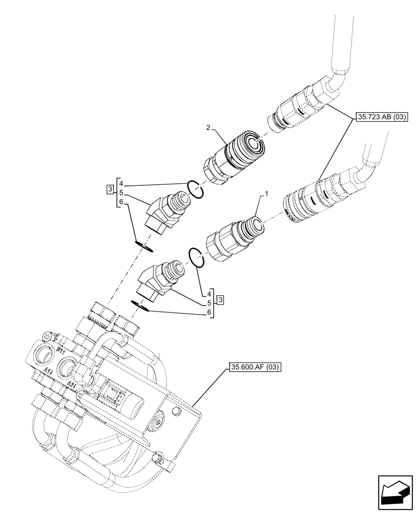 Схема запчастей Case 321F - (35.734.AG[01]) - VAR - 402037 - HYDRAULIC LINE, COUPLING, JOINT (35) - HYDRAULIC SYSTEMS