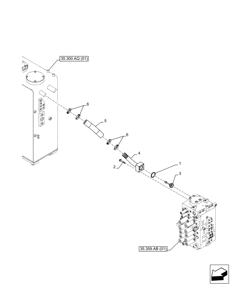 Схема запчастей Case CX250D LC - (35.300.BC[01]) - OIL COOLER LINE (35) - HYDRAULIC SYSTEMS