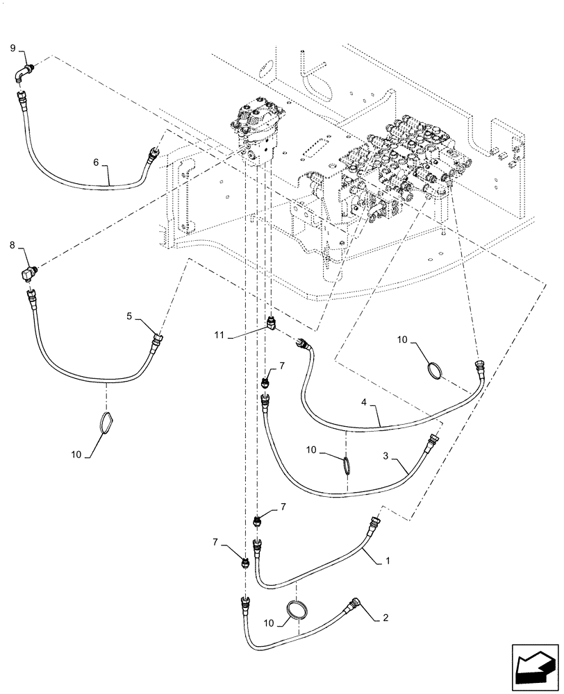 Схема запчастей Case CX36B - (35.357.AO[01]) - CONTROL, LINES, PROPEL, STD & TRAVEL, ALARM (35) - HYDRAULIC SYSTEMS