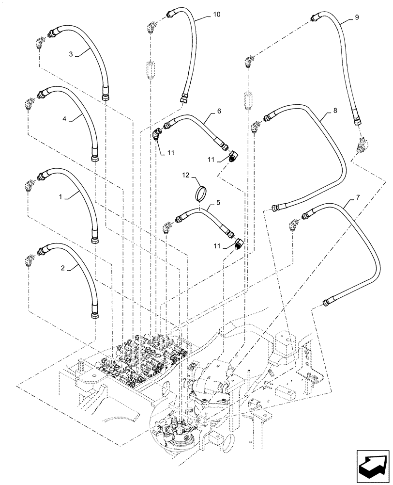 Схема запчастей Case CX36B - (35.310.AJ[06]) - HYD. LINE, UPPER, NIBBLER & BREAKER, ANGLE, DOZER (35) - HYDRAULIC SYSTEMS