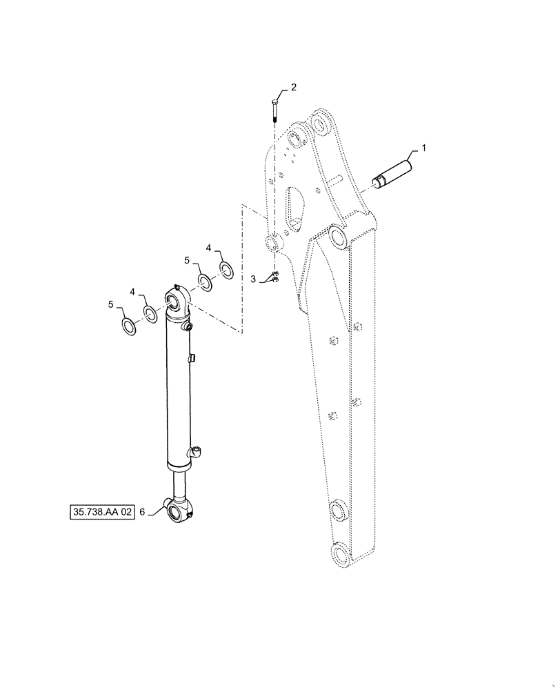 Схема запчастей Case CX31B - (35.738.AA[01]) - CYLINDER INSTALL - BUCKET (35) - HYDRAULIC SYSTEMS