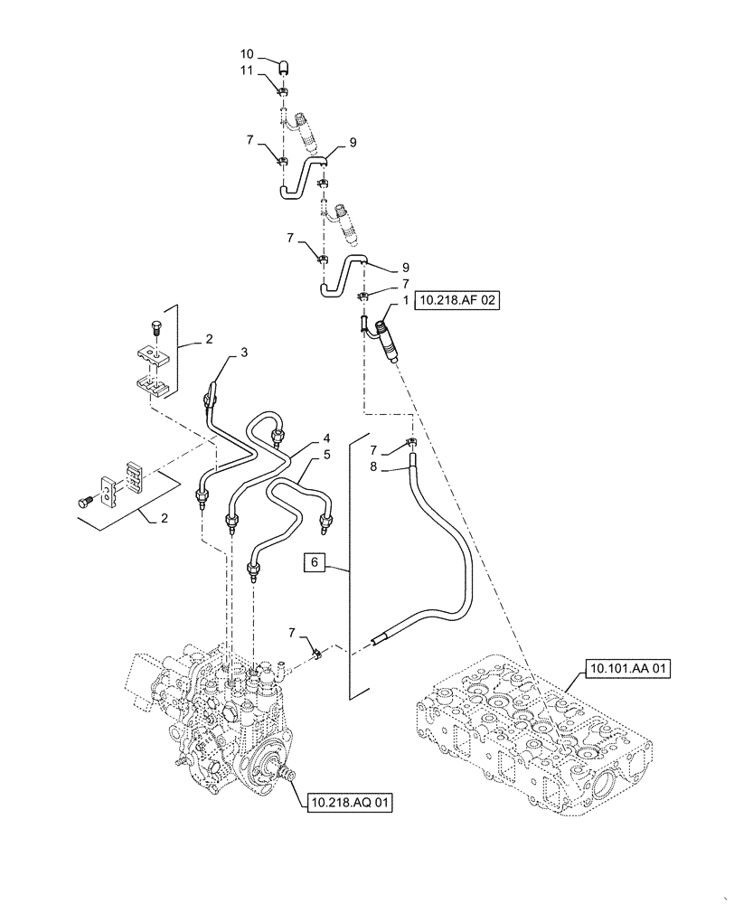 Схема запчастей Case CX36B - (10.218.AF[01]) - FUEL INJECTION VALVE (10) - ENGINE