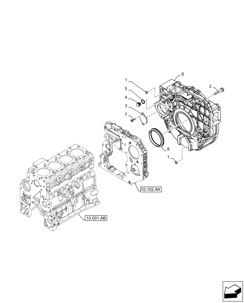 Схема запчастей Case F4HFE413H B004 - (10.103.AK) - FLYWHEEL HOUSING (10) - ENGINE