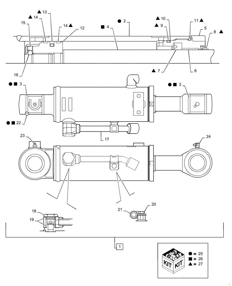 Схема запчастей Case CX36B - (35.741.AA[02]) - CYLINDER, DOZER (35) - HYDRAULIC SYSTEMS