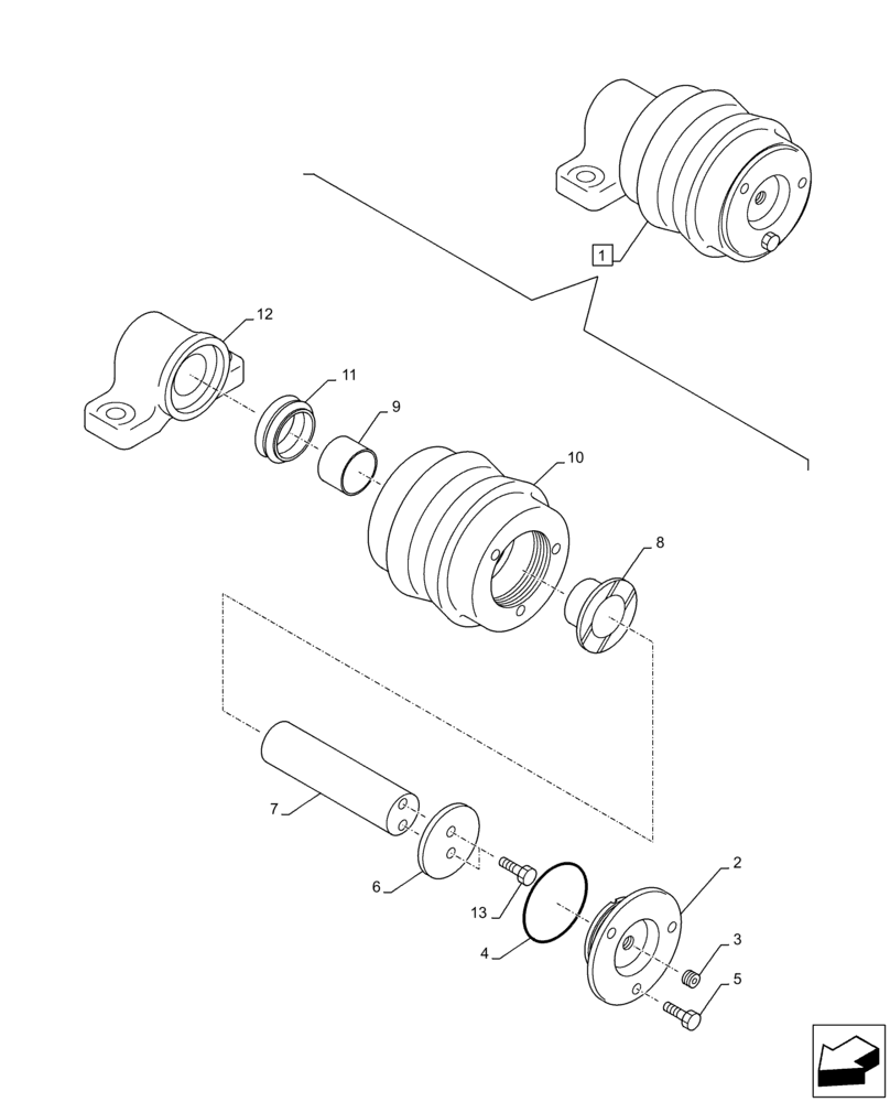 Схема запчастей Case CX250D LC - (48.138.AD[02]) - TRACK ROLLER, SUPPORT, COMPONENTS (48) - TRACKS & TRACK SUSPENSION