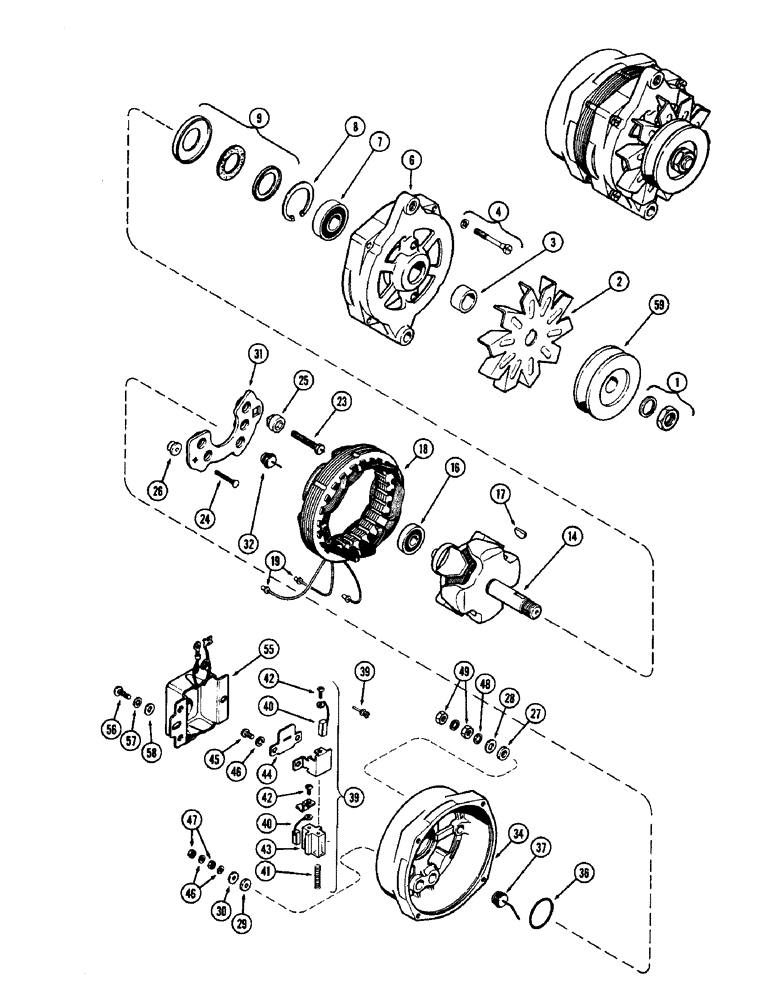 Схема запчастей Case 480CK - (066) - A38815 ALTERNATOR, (188) DIESEL AND (148) SPARK IGNITION ENGINES 