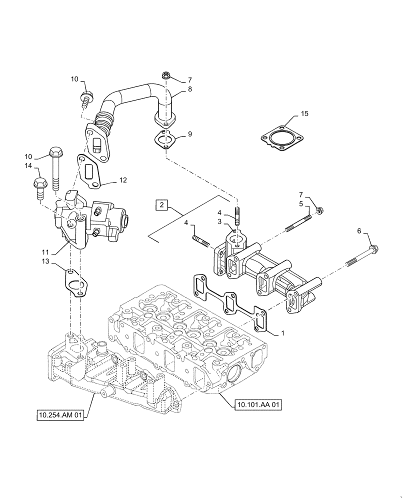 Схема запчастей Case CX31B - (10.254.AC) - EXHAUST MANIFOLD (10) - ENGINE