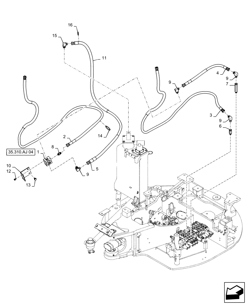 Схема запчастей Case CX31B - (35.310.AJ[03]) - HYD. LINE, UPPER, NIBBLER & BREAKER (35) - HYDRAULIC SYSTEMS