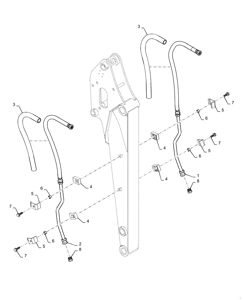 Схема запчастей Case CX36B - (35.525.AA[02]) - HYD. LINE, ARM 1.67M, NIBBLER & BREAKER (35) - HYDRAULIC SYSTEMS