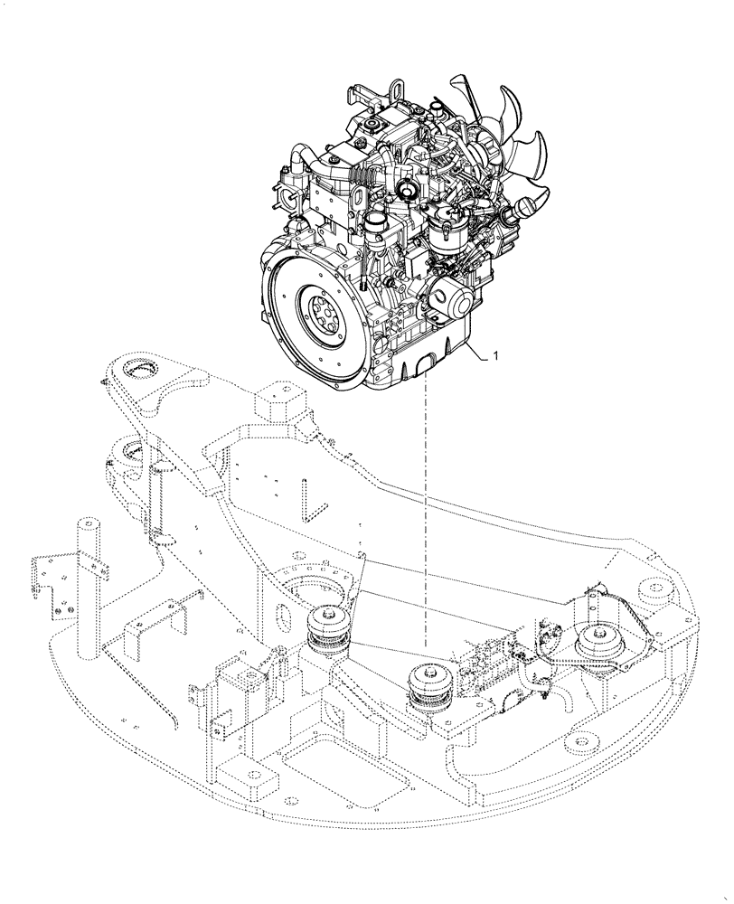 Схема запчастей Case CX31B - (10.001.AD[03]) - ENGINE INSTALL (10) - ENGINE