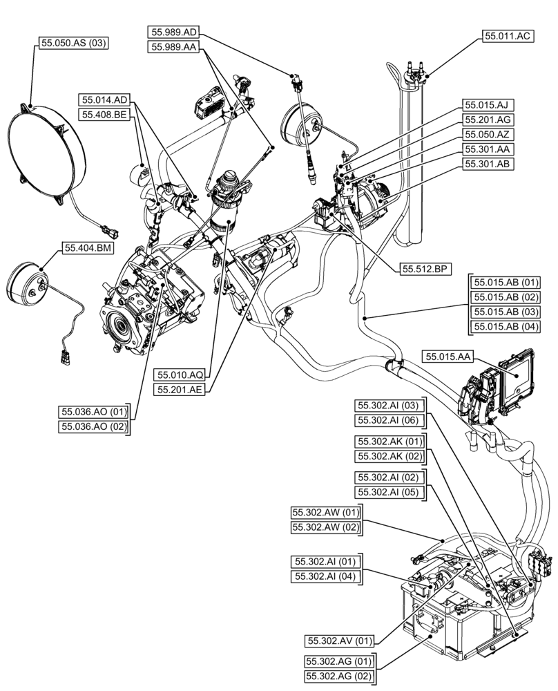 Схема запчастей Case 21F - (00.000.55[01]) - PICTORIAL INDEX - ELECTRICAL SYSTEMS (00) - GENERAL & PICTORIAL INDEX