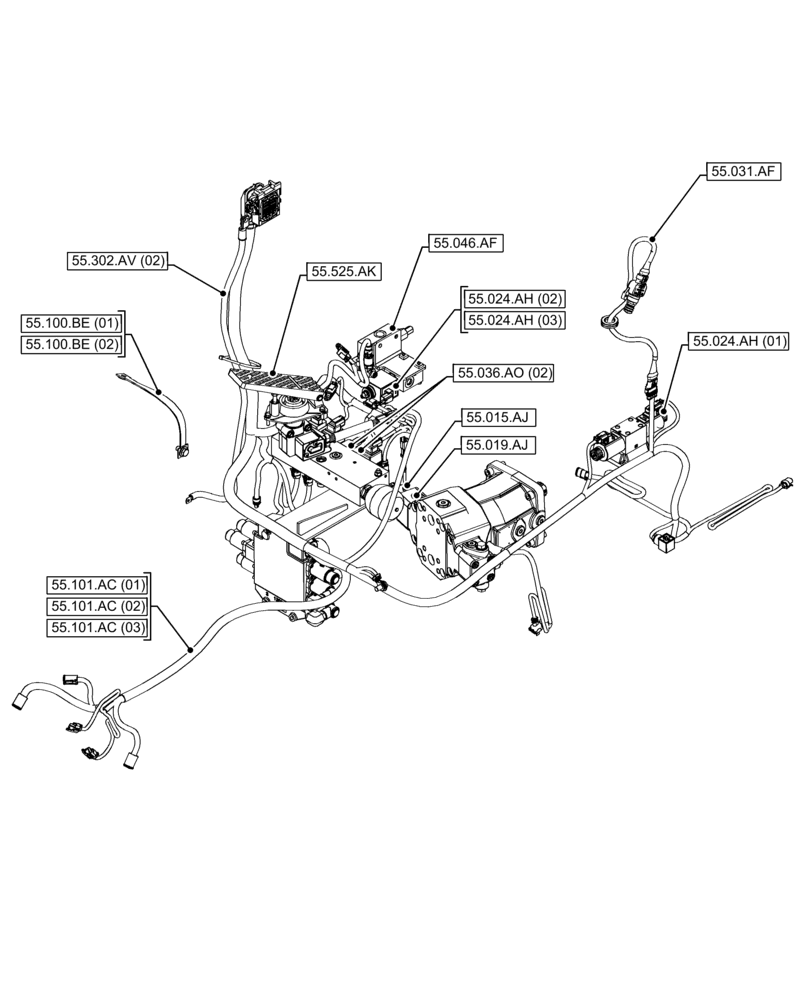Схема запчастей Case 21F - (00.000.55[02]) - PICTORIAL INDEX - ELECTRICAL SYSTEMS (00) - GENERAL & PICTORIAL INDEX