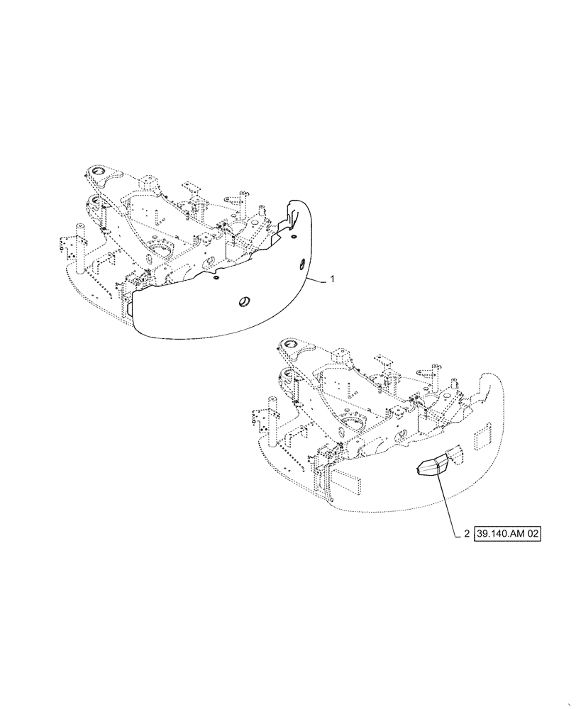 Схема запчастей Case CX36B - (39.140.AM[01]) - COUNTERWEIGHT, INSTALL - 655KG (39) - FRAMES AND BALLASTING