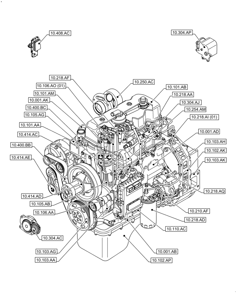 Схема запчастей Case F4HFE413H B004 - (00.000.10) - PICTORIAL INDEX - ENGINE (00) - GENERAL & PICTORIAL INDEX