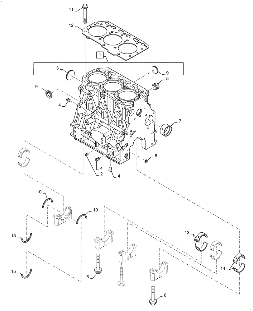 Схема запчастей Case CX36B - (10.001.AD[01]) - CYLINDER BLOCK (10) - ENGINE