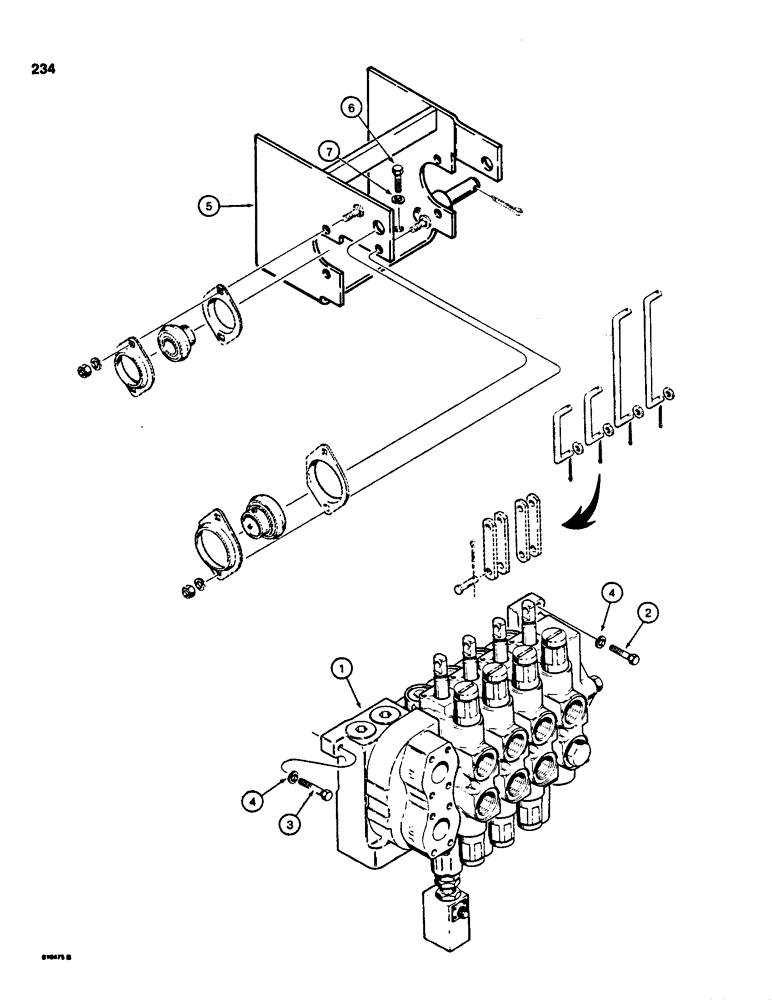 Схема запчастей Case 855C - (234) - EQUIPMENT CONTROL VALVE MOUNTING (07) - HYDRAULIC SYSTEM