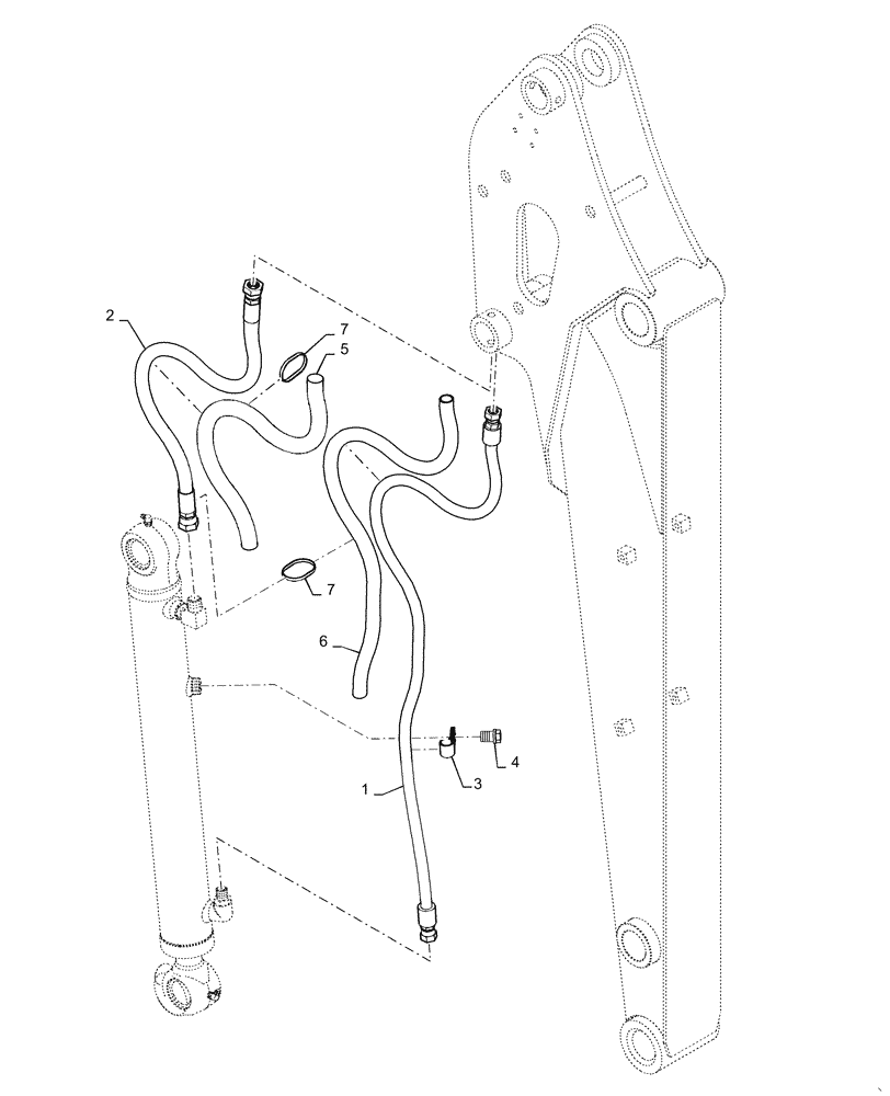 Схема запчастей Case CX36B - (35.738.AE[02]) - HYD. LINE, BUCKET CYLINDER, ARM 1.37M (35) - HYDRAULIC SYSTEMS