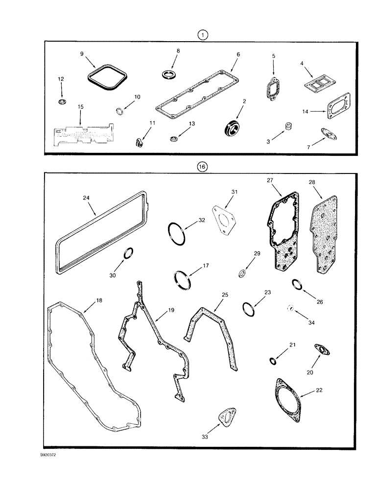 Схема запчастей Case 580SK - (2-56) - ENGINE GASKET KITS, 4-390 ENGINE, 4T-390 ENGINE, VALVE GRIND (02) - ENGINE