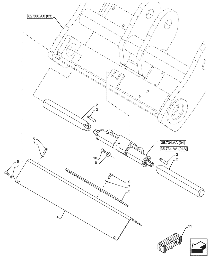 Схема запчастей Case 221F - (35.734.AA[03]) - VAR - 734517 - HYDRAULIC QUICK COUPLER, CYLINDER (35) - HYDRAULIC SYSTEMS