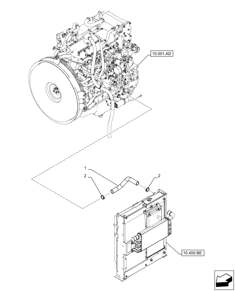 Схема запчастей Case CX250D LC LR - (10.400.AQ) - RADIATOR, WATER PUMP, HOSE (10) - ENGINE