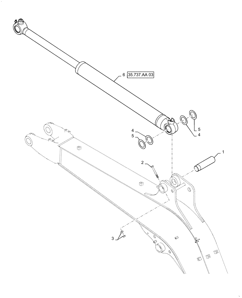 Схема запчастей Case CX36B - (35.737.AA[02]) - CYLINDER, INSTALL - ARM (35) - HYDRAULIC SYSTEMS