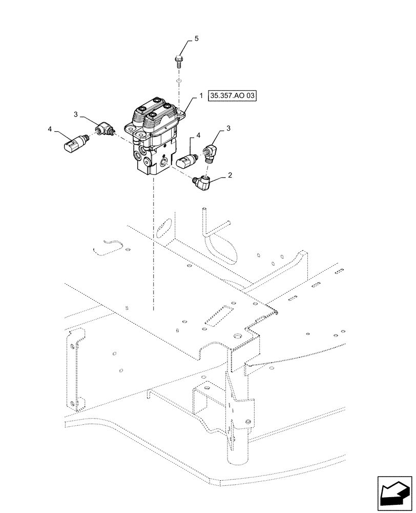 Схема запчастей Case CX36B - (35.357.AO[02]) - PILOT VALVE, PROPEL, TRAVEL ALARM (35) - HYDRAULIC SYSTEMS