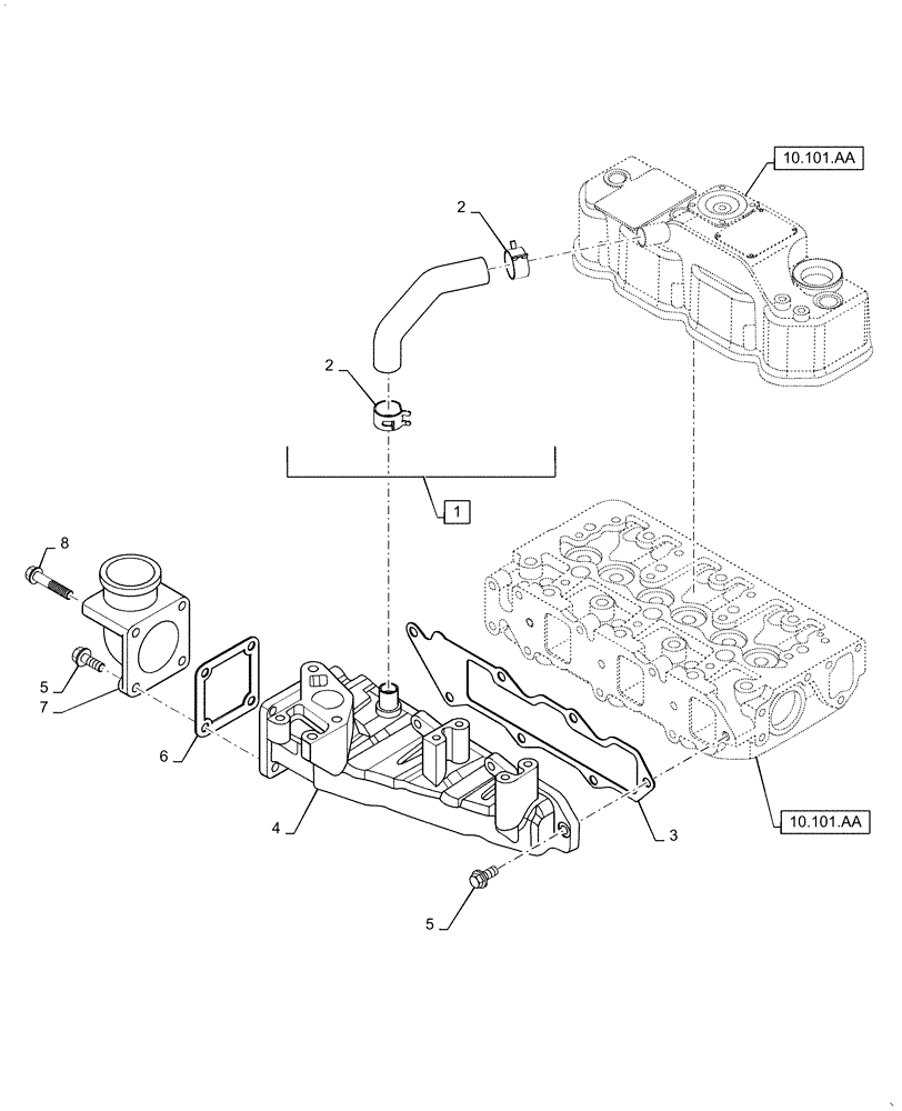 Схема запчастей Case CX31B - (10.254.AM) - SUCTION, MANIFOLD (10) - ENGINE