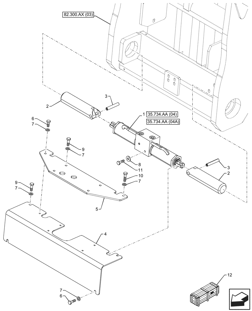 Схема запчастей Case 21F - (35.734.AA[03]) - VAR - 734517 - HYDRAULIC QUICK COUPLER, CYLINDER (35) - HYDRAULIC SYSTEMS