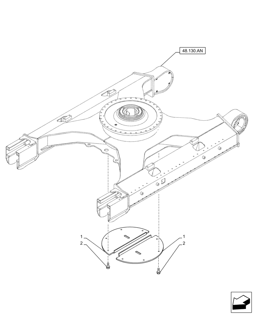 Схема запчастей Case CX250D LC - (48.130.AC) - FRAME, LOWER, COVER (48) - TRACKS & TRACK SUSPENSION