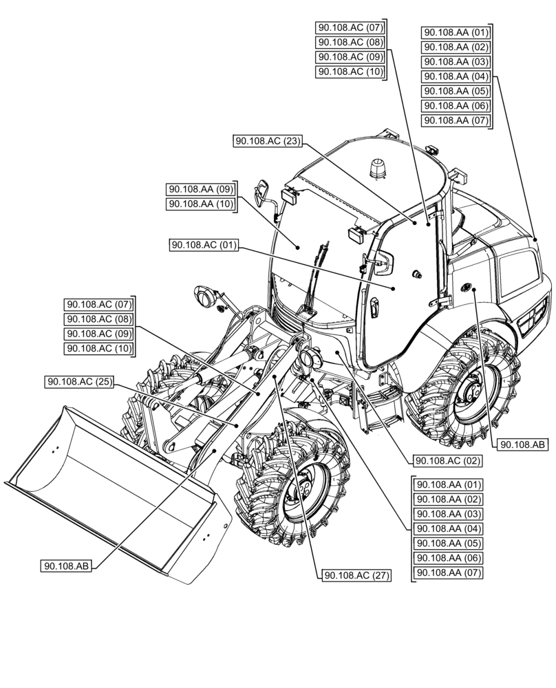 Схема запчастей Case 21F - (00.000.90[05]) - PICTORIAL INDEX - PLATFORM, CAB, BODYWORK AND DECALS (00) - GENERAL & PICTORIAL INDEX