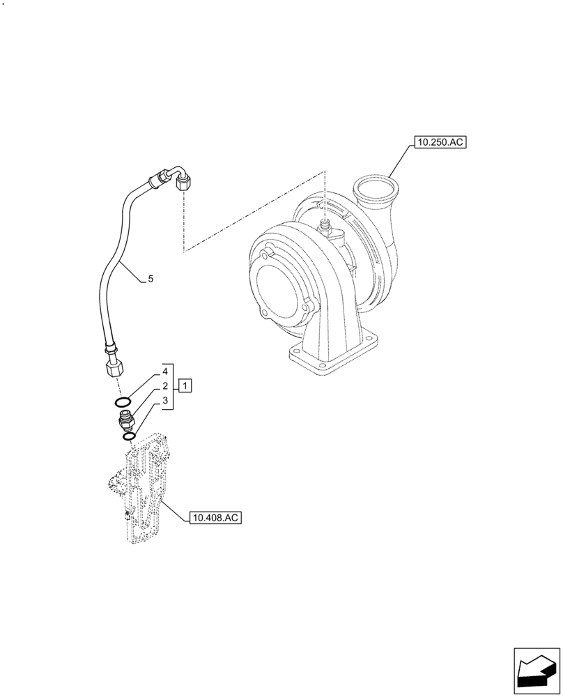 Схема запчастей Case F4HFE413H B004 - (10.250.AD) - TURBOCHARGER LUBE LINE (10) - ENGINE