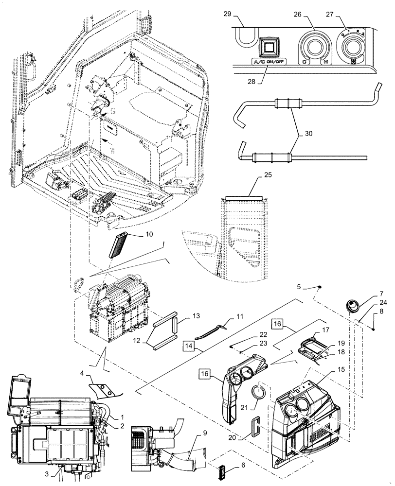 Схема запчастей Case CX31B - (50.200.BY[02]) - AIR CONDITIONER (50) - CAB CLIMATE CONTROL