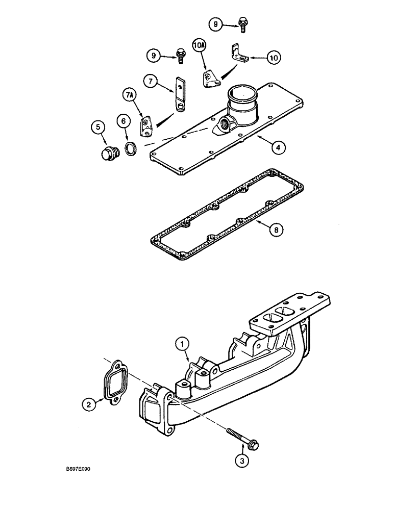 Схема запчастей Case 580SL - (2-20) - MANIFOLDS, 4T-390 ENGINE (02) - ENGINE