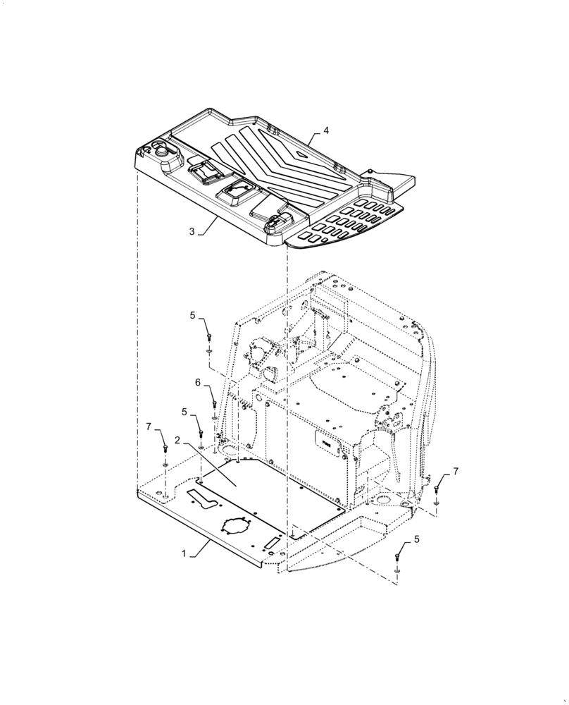 Схема запчастей Case CX31B - (90.110.AP[02]) - PLATE, GROUP, FLOOR, CANOPY - HCP (90) - PLATFORM, CAB, BODYWORK AND DECALS