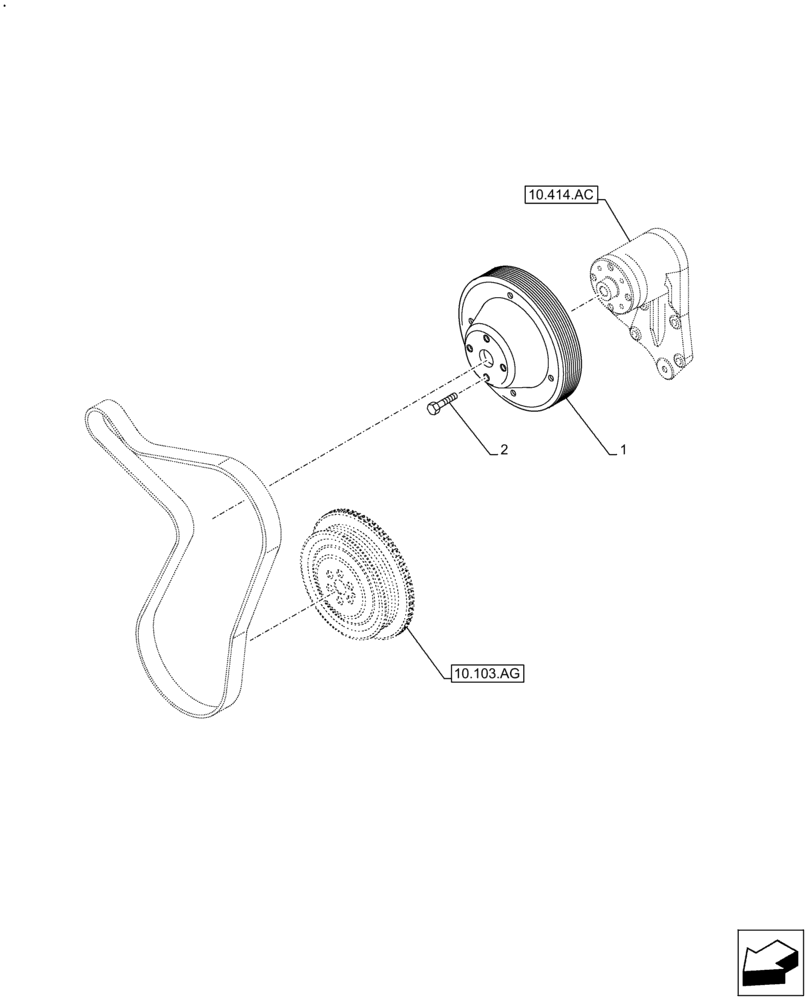 Схема запчастей Case F4HFE413H B004 - (10.414.AD) - FAN BELT DRIVE PULLEY (10) - ENGINE