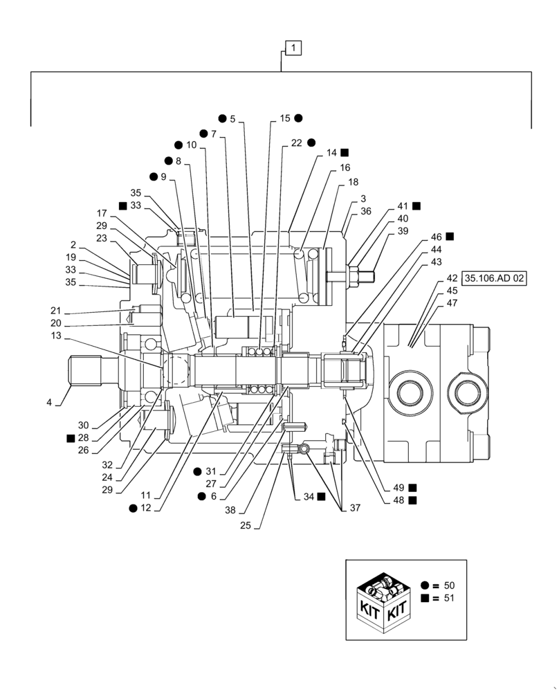 Схема запчастей Case CX36B - (35.106.AD[01]) - PUMP, ASSY, HYDRAULIC, CAB (35) - HYDRAULIC SYSTEMS