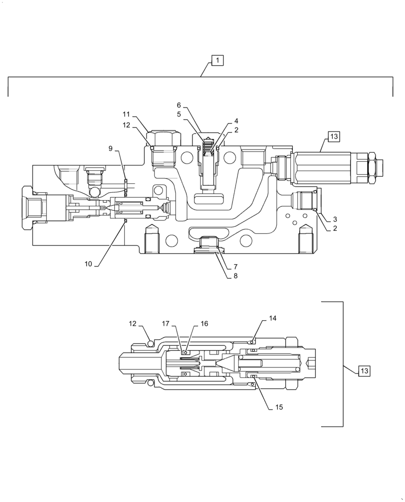 Схема запчастей Case CX36B - (35.359.AB[25]) - VALVE SECTION, ANGLE, DOZER (35) - HYDRAULIC SYSTEMS