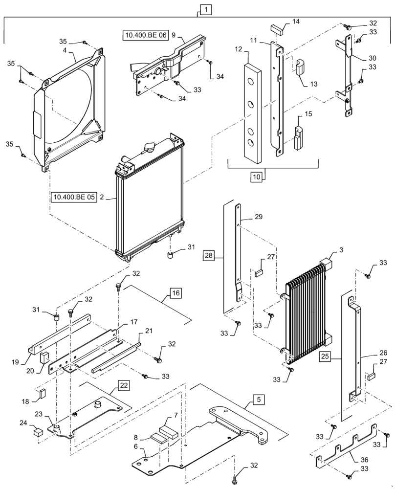 Схема запчастей Case CX31B - (10.400.BE[04]) - RADIATOR, ASSY (10) - ENGINE