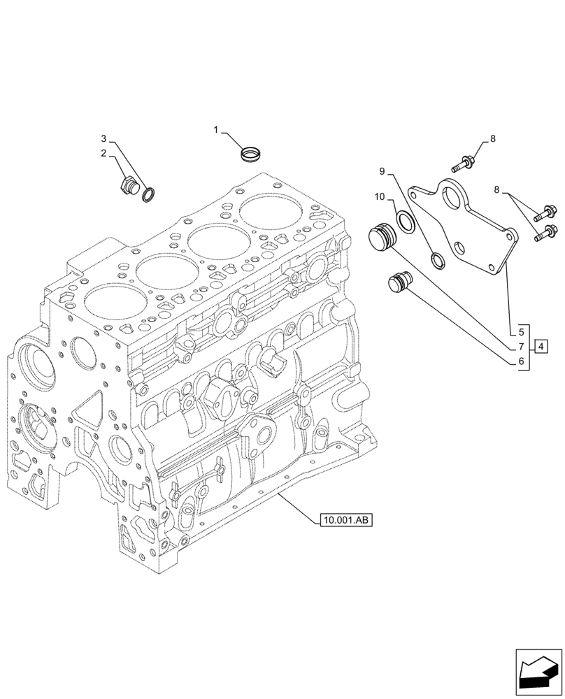 Схема запчастей Case F4HFE413H B004 - (10.304.AP) - BLOW-BY RECIRCULATION SYSTEM (10) - ENGINE