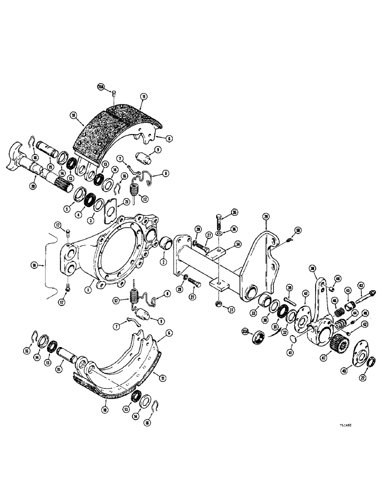 Схема запчастей Case 680CK - (092) - L54078 REAR AXLE, REAR BRAKES, LININGS AND SLACK ADJUSTERS (33) - BRAKES & CONTROLS