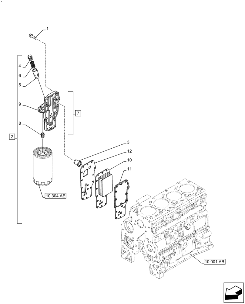 Схема запчастей Case F4HFE413H B004 - (10.408.AC) - HEAT EXCHANGER (10) - ENGINE