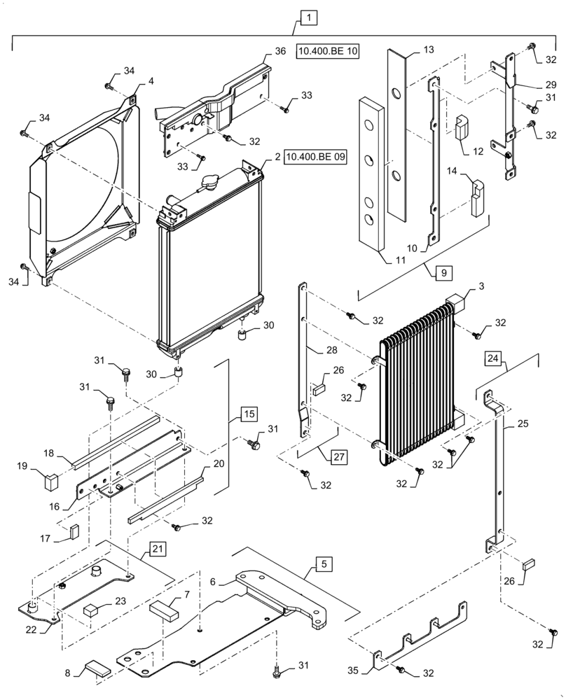 Схема запчастей Case CX31B - (10.400.BE[08]) - RADIATOR, ASSY (10) - ENGINE