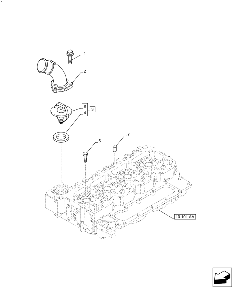 Схема запчастей Case F4HFE413H B004 - (10.400.BC) - COOLANT THERMOSTAT (10) - ENGINE