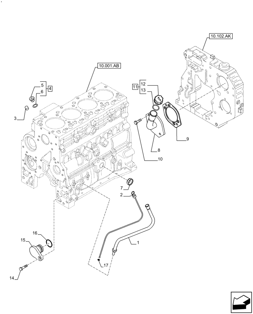 Схема запчастей Case F4HFE413H B004 - (10.304.AJ) - OIL FILLER (10) - ENGINE