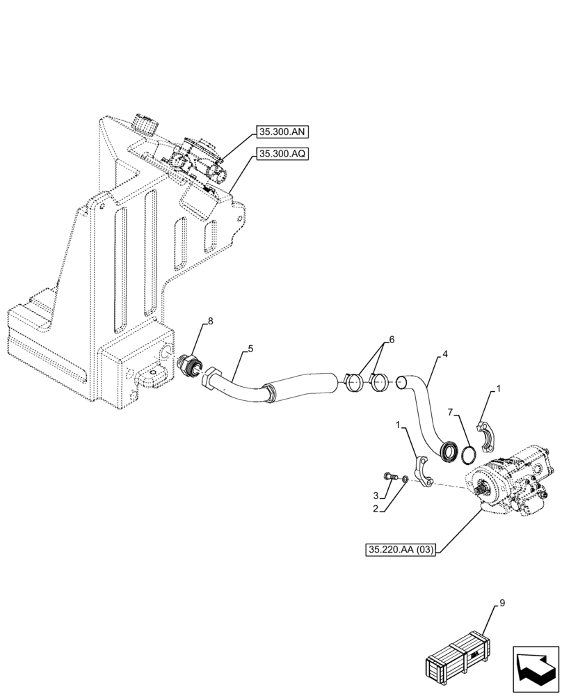 Схема запчастей Case 221F - (35.220.AG[01]) - VAR - 734591 - AUXILIARY HYDRAULIC PUMP, TANK, LINE - END DATE 29 APRIL 2015 (35) - HYDRAULIC SYSTEMS