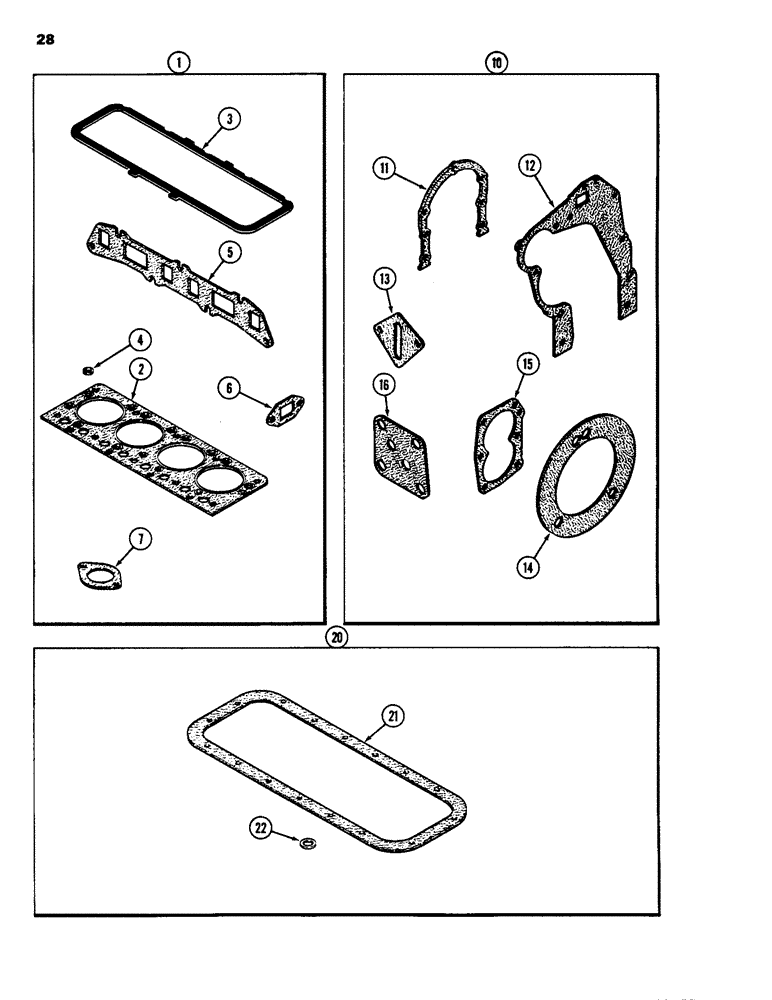 Схема запчастей Case 1835 - (028) - ENGINE GASKET KITS, 148B SPARK IGNITION ENGINE (02) - ENGINE